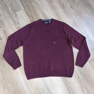 NEW Chaps Mens Burgundy Cotton Crewneck Sweater Pullover Long Sleeve XL